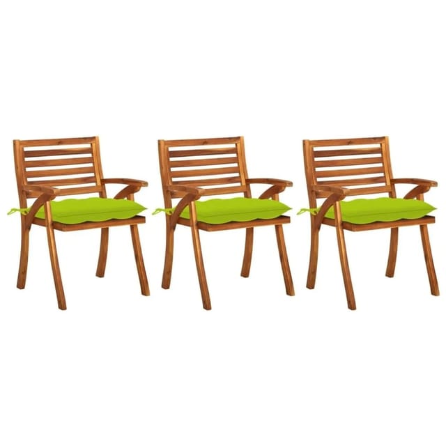 vidaXL Garten-Essstühle mit Kissen 3 Stk Massivholz Akazie 3060859
