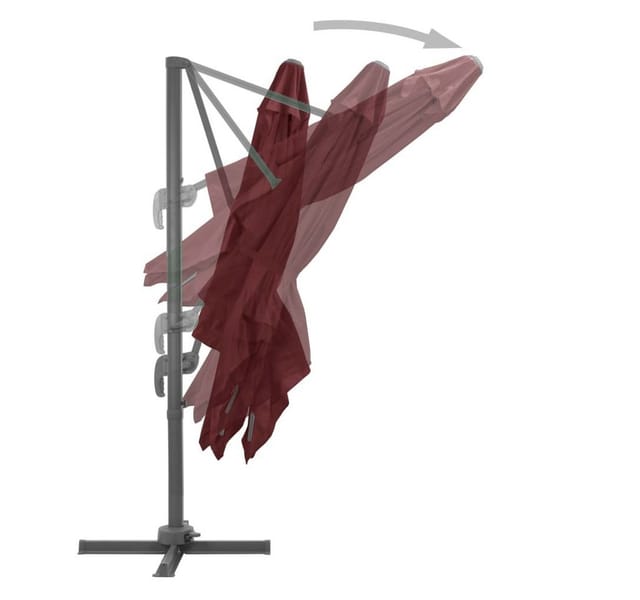 vidaXL Ampelschirm mit Aluminium-Mast 400x300 cm Bordeauxrot 312315