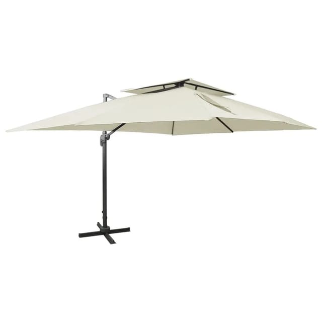 vidaXL Ampelschirm mit Doppeldach Sand 400 x 300 cm 312369