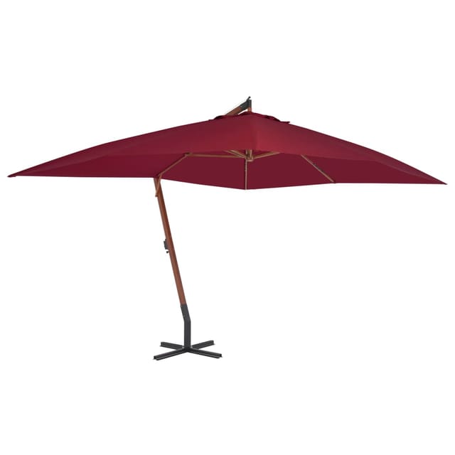 vidaXL Ampelschirm mit Holz-Mast 400x300 cm Bordeauxrot 44493