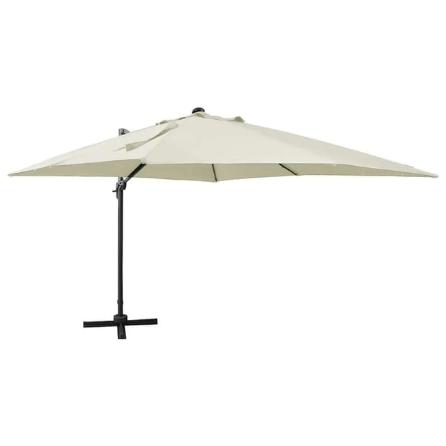 vidaXL Ampelschirm mit LED-Beleuchtung 300 cm Sandweiß 312344