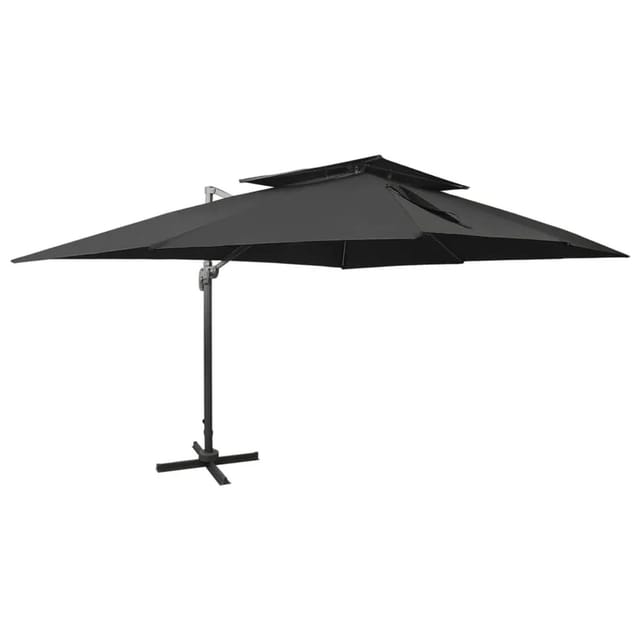 vidaXL Ampelschirm mit Doppeldach Schwarz 400 x 300 cm 312377