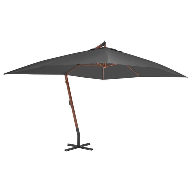 vidaXL Ampelschirm mit Holz-Mast 400x300 cm Anthrazit 44491
