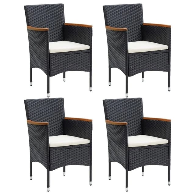 vidaXL Garten-Essstühle 4 Stk Poly Rattan Schwarz 310566