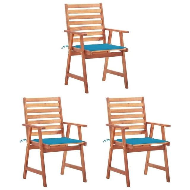 vidaXL Garten-Essstühle 3 Stk mit Kissen Massivholz Akazie 3064351