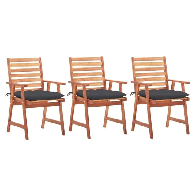 vidaXL Garten-Essstühle 3 Stk mit Kissen Massivholz Akazie 3064362
