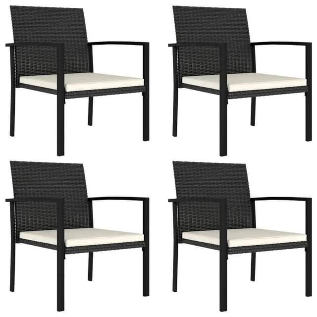 vidaXL Garten-Essstühle 4 Stk Poly Rattan Schwarz 315111