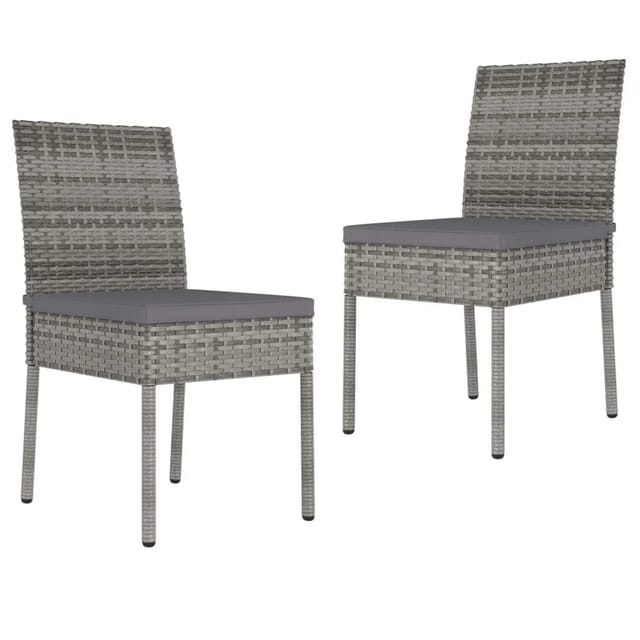 vidaXL Garten-Essstühle 2 Stk Poly Rattan Grau 315108