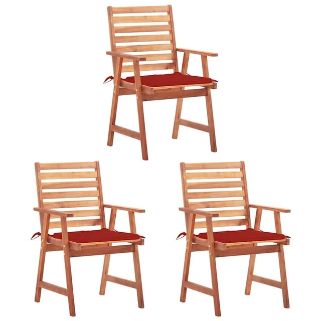vidaXL Garten-Essstühle 3 Stk mit Kissen Massivholz Akazie 3064353