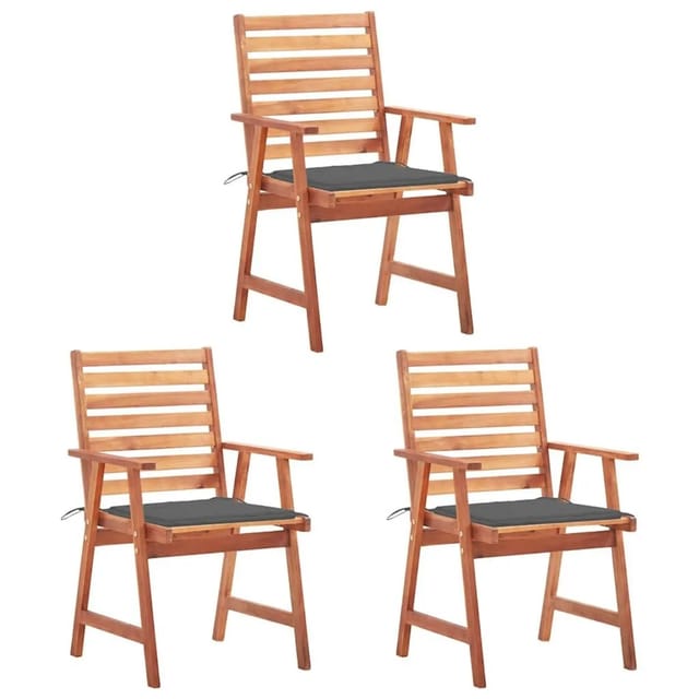 vidaXL Garten-Essstühle 3 Stk mit Kissen Massivholz Akazie 3064347