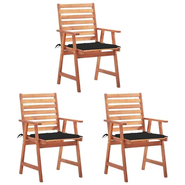 vidaXL Garten-Essstühle 3 Stk mit Kissen Massivholz Akazie 3064354