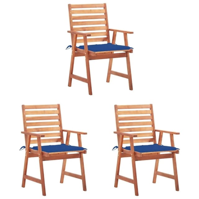 vidaXL Garten-Essstühle 3 Stk mit Kissen Massivholz Akazie 3064357