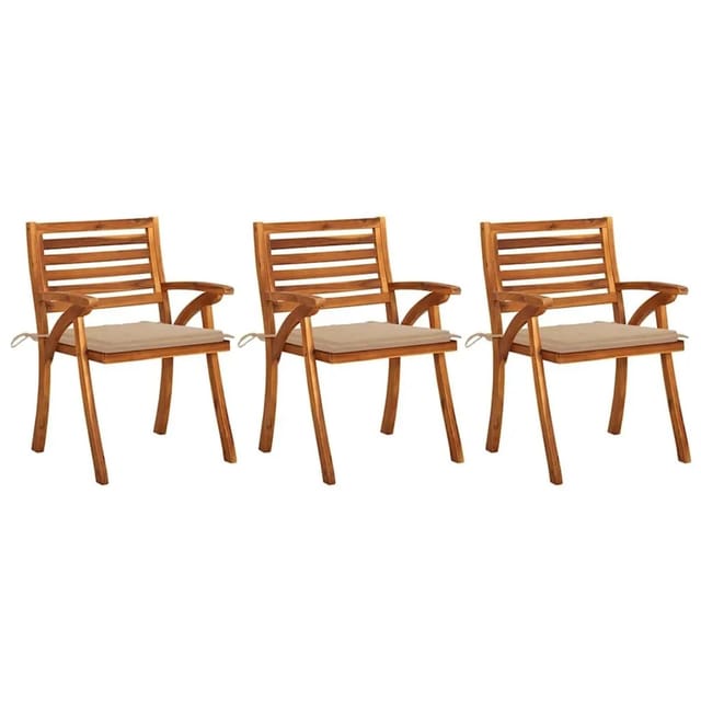 vidaXL Garten-Essstühle mit Kissen 3 Stk Massivholz Akazie 3060790