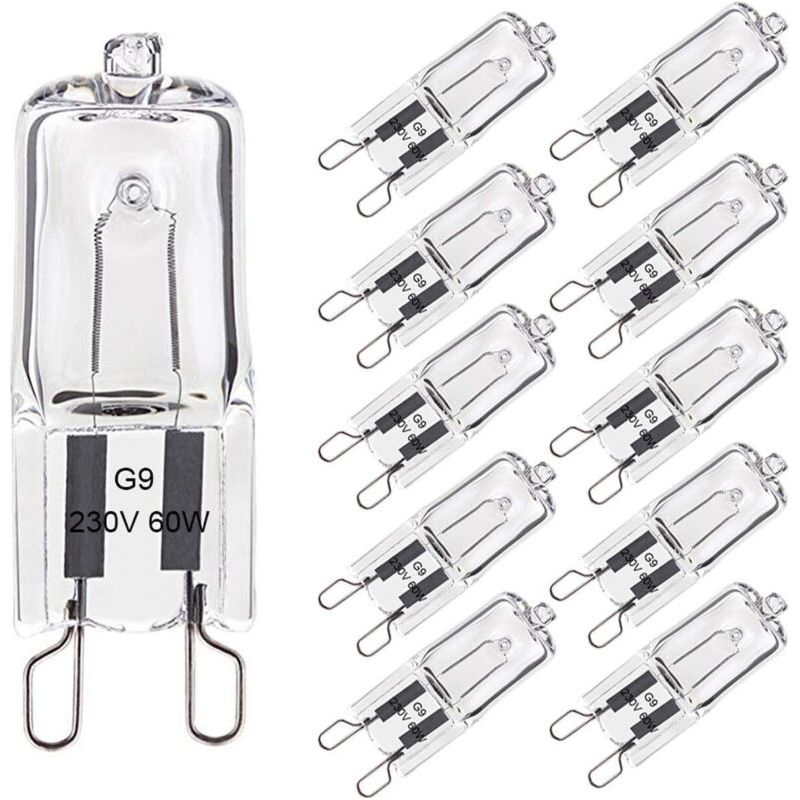 – G9 60w Dimmbare Halogenlampe – Warmweiß 2800k – 680lm – 230v – Für Offene Lampen Und Kronleuchter – 10er-packung