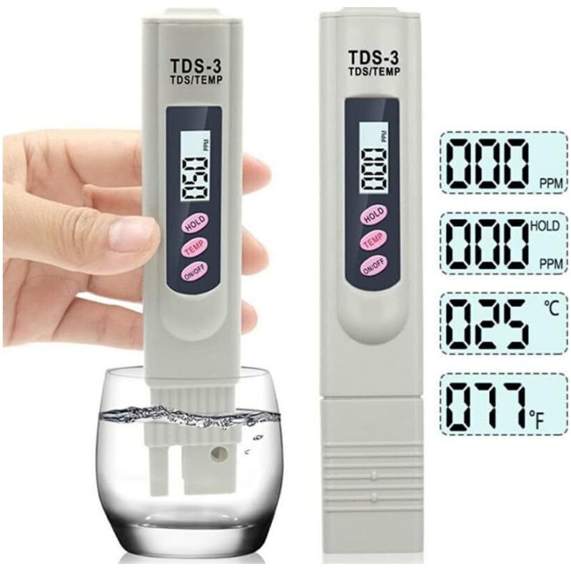 – Digitaler Tds-3 Wasserqualitätstester – Misst Ppm 0-9990 – Lcd-anzeige – Temperatur 0-50°c – Für Aquarien Und Hydrokulturen