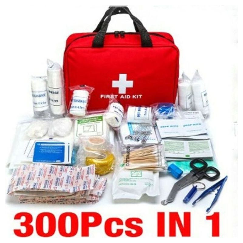 300-teiliges Erste-hilfe-set – Wasserdichte Nylon-notfalltasche Für 5 Personen – Verbandsmaterial, Desinfektionsmittel, Schere