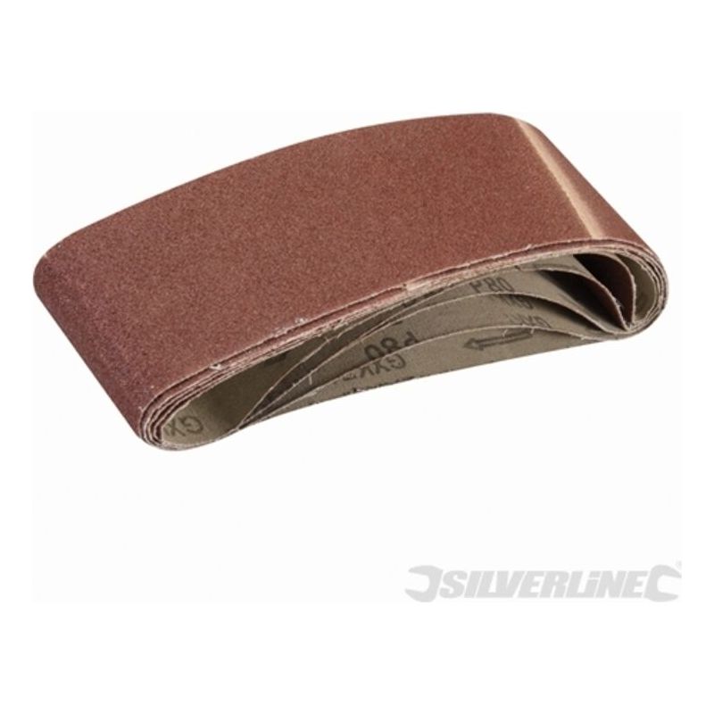 5er-pack Schleifbänder 75 X 533 Mm – Körnung 80 Für Bandschleifer – Aluminiumoxid Für Dauerhaftes Grobschleifen
