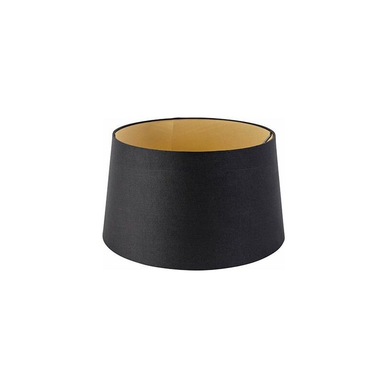 – Schwarzer Lampenschirm Aus Baumwolle, 35 Cm Durchmesser – Goldfarbene Innenseite – Höhe 20 Cm – Für Tisch- Und Pendelleuchten – E27-fassung