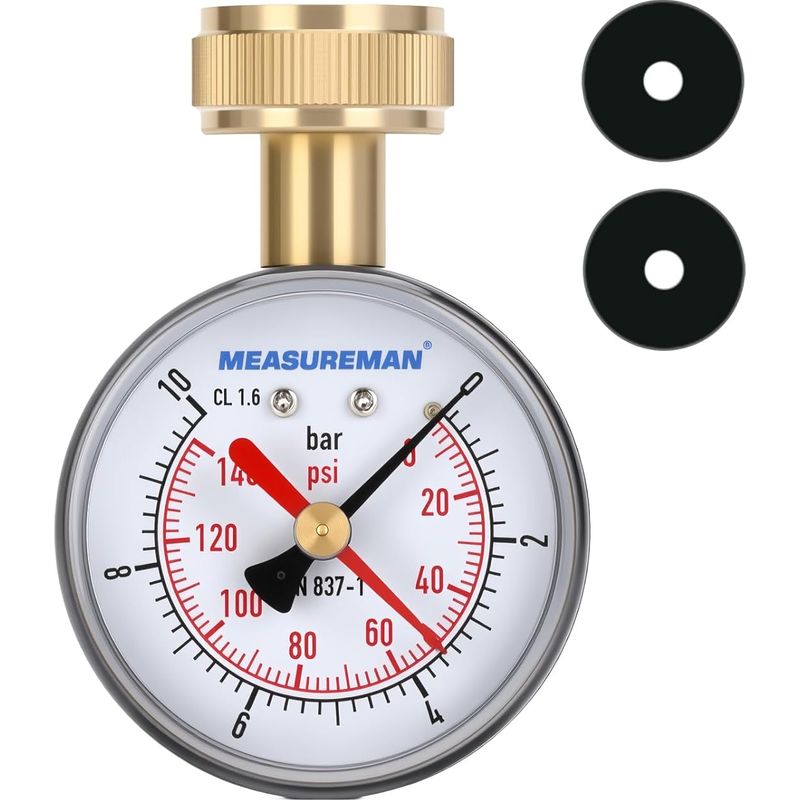 Wasserdruckprüfgerät, 3/4" Bsp-innengewinde Für Schlauch, 0-10 Bar Mit Roter Indikatornadel.