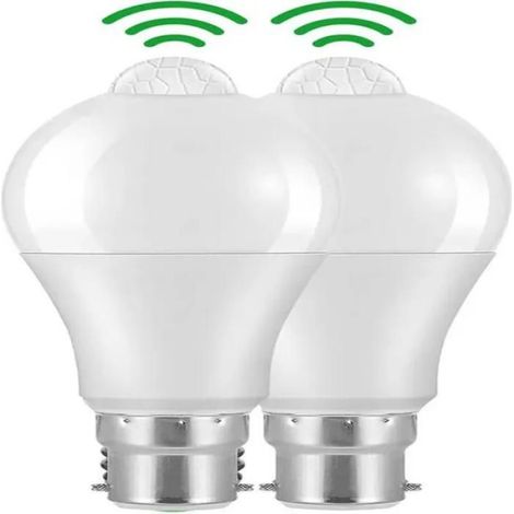 B22 Bajonett-led-bewegungsmelderlampe, 12 W, 1020 Lm, Kaltweiß 6000 K, Ip42 Wasserdicht, Nicht Dimmbar (2 Stück)