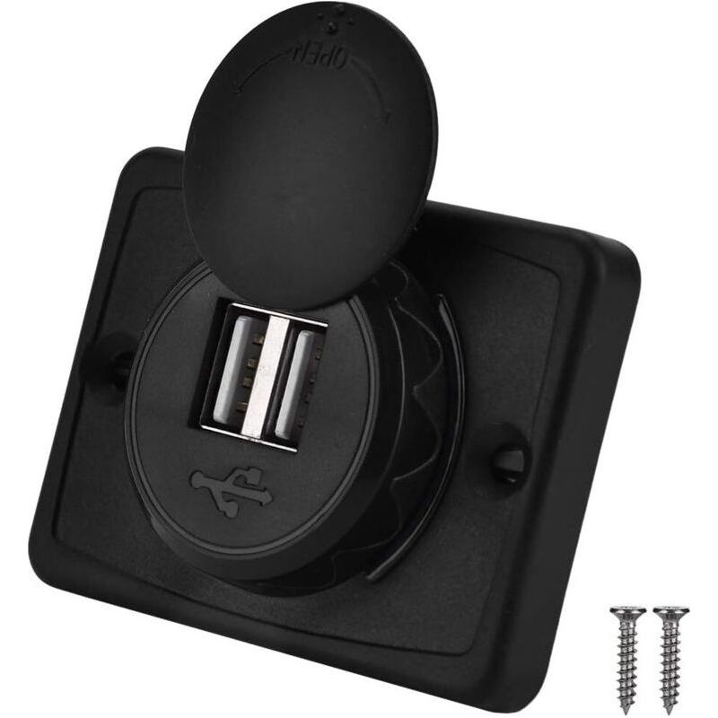 12-v-usb-einbauadapter Für 12-v-usb-buchse, Dual-usb-port-adapter, Schraubensatz, Wasserdichter 3,1-a-kfz-ladestecker (12 V/24 V)