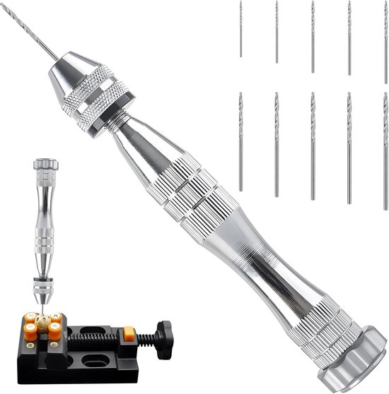 Allecto Plus Handbohrmaschine Für Harzformen Und Schmuckherstellung 12 Cm Bohrer Mit 10 Stahlbohrern Ideal Für Epoxidharz Modelliermasse Und Holz