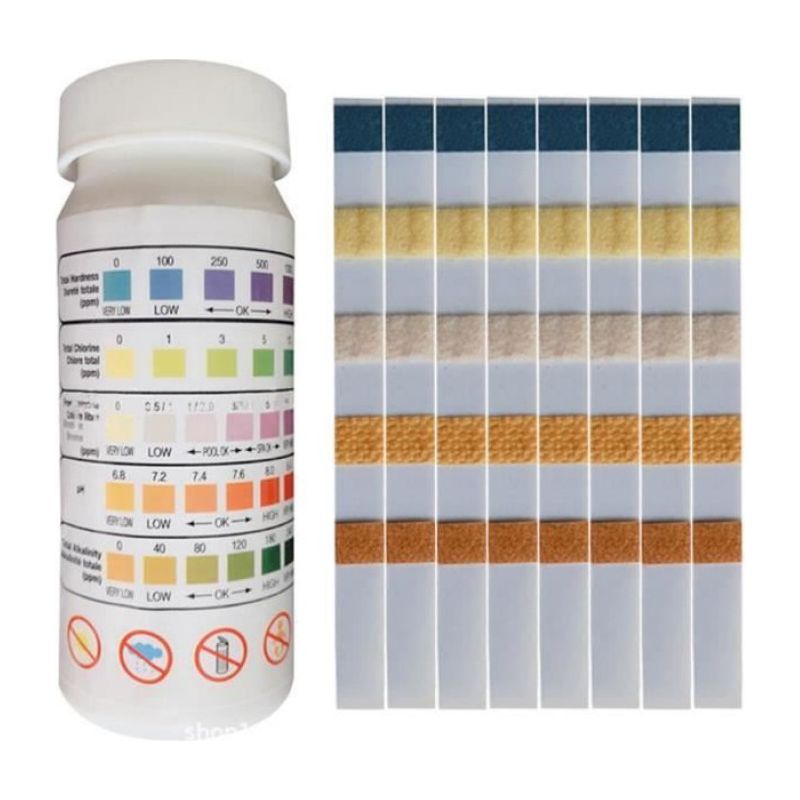 5-in-1 Wasserqualitäts-teststreifen – 50 Tests – Ph-wert, Chlor, Alkalität, Härte