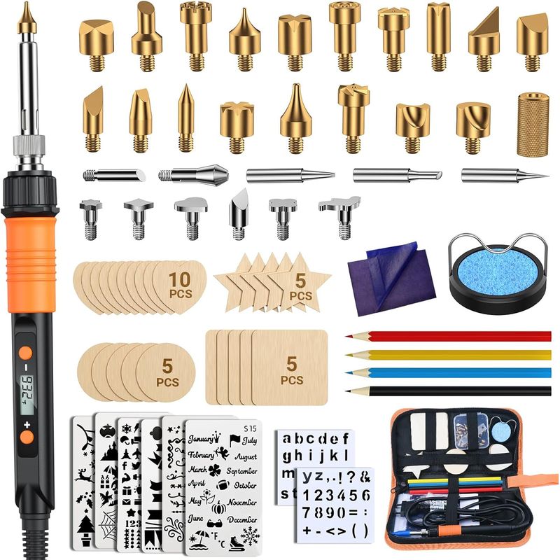 Brennset, 70-teiliger Holzgravierer Mit Lcd-brennstift, Einstellbare Temperatur Von 200 °c Bis 500 °c, Brennkolben Für Erwachsene, 100-w-lötkolben, Schnitzen, Löten