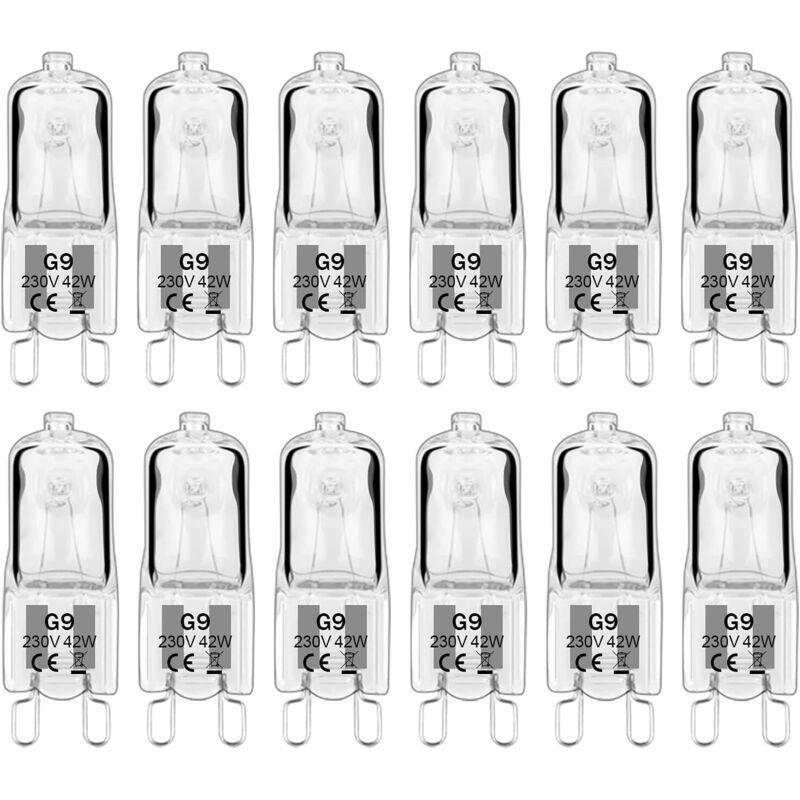 G9 42w 230v Dimmbare Warmweiße Glühbirne, 230v, 580 Lm, 2800k, Flimmerfrei, 12er-pack [energieklasse G]