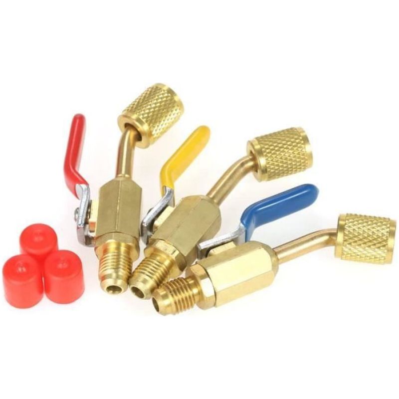 3 Absperrventile, Kupfer, R410a R134a, 1/4"-sae-gewinde, Klimaanlagen-kältetechnik