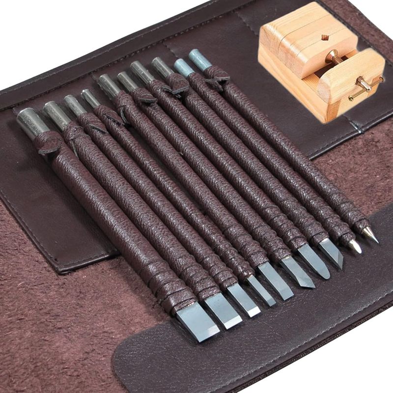 10-teiliges Steinbearbeitungswerkzeug-set, Steinmeißel, Siegelgravurwerkzeug, Wolframstahl-schneidwerkzeuge, Professionelles Künstlerisches Gravurwerkzeug-set -