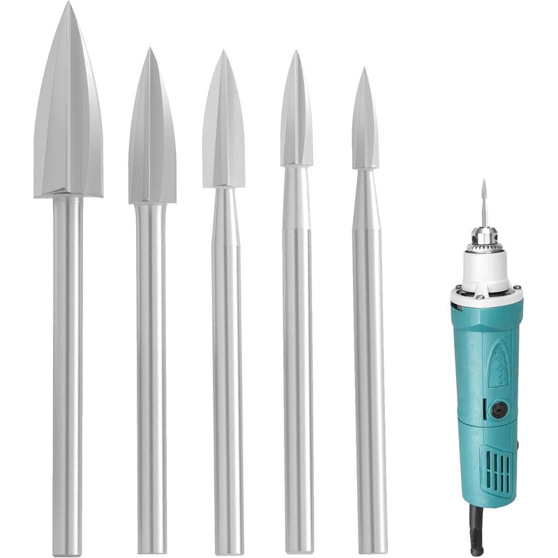 5-teiliges Hss-gravurwerkzeug-set – Holzbearbeitungsfräser, Dremel-zubehör & Rotationswerkzeuge, Größen 3-8 Mm, Schnitz- Und Modellierwerkzeug (1/8"-schaft)
