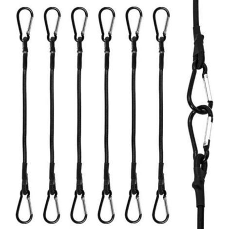 Gummiseile Mit Karabinern, 6 Stück Robuste Gummiseile, 30 Cm Lange Gummiseile Mit Haken Für Camping, Planen