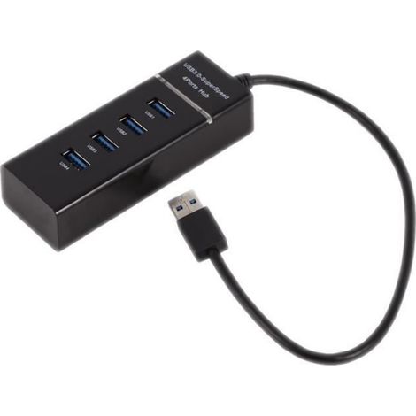 Duokon Usb 3.0 High Speed 4-port Usb 3.0 Hub Konverter Adapter Tragbarer Extender Für Kartenleser Und Macbook (schwarz)