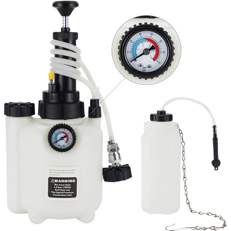 Bremsenentlüftungsgerät, 3-liter-bremsenentlüftungsset, Brems- Und Kupplungsflüssigkeit Für Autos Mit 1-liter-auffangflasche, Universeller E20-adapter -