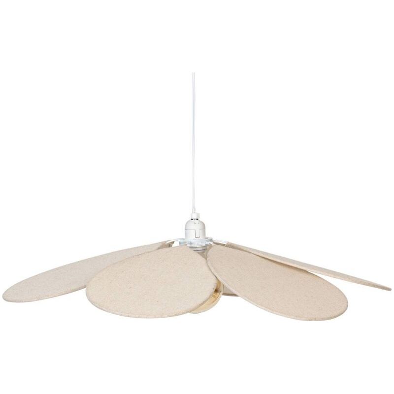Pendelleuchte Mit Blütenblättern Aus Metall Und Beiger Baumwolle, 72 Cm Durchmesser – 118 Cm Höhe – E27-fassung – 100 Cm Verstellbare Kabellänge