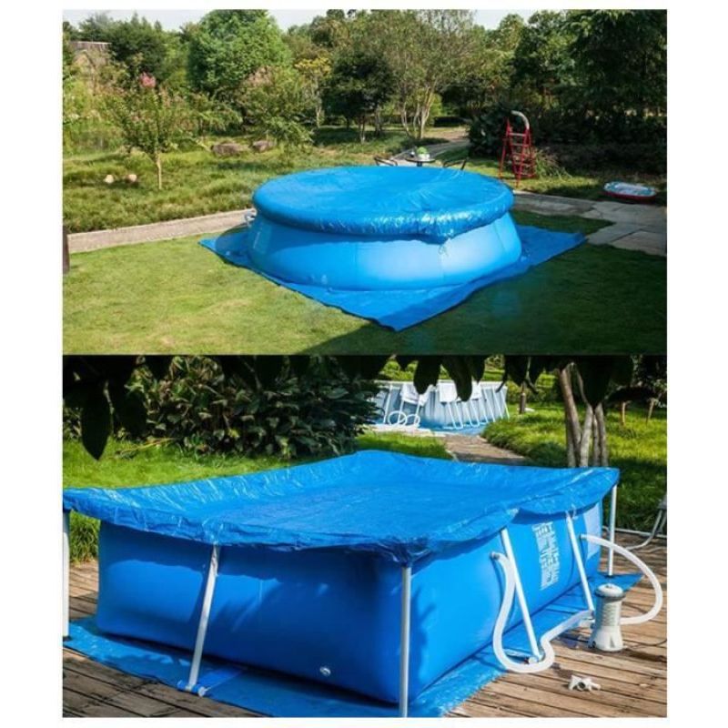1 Rechteckige Poolabdeckung, 220 X 150 Cm, Wasserdichtes Pe, Mit Befestigungsseil, Für Aufstellpools