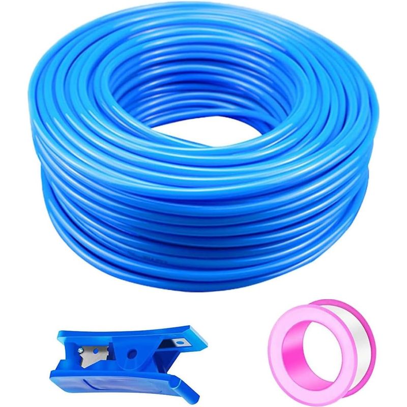50 Meter Polyurethan-pu-luftschlauch-set, Blau, 6 Mm Außendurchmesser X 4 Mm Innendurchmesser, Komprimiert, Verwendbar Für Kompressoren Und Druckluftwerkzeuge -