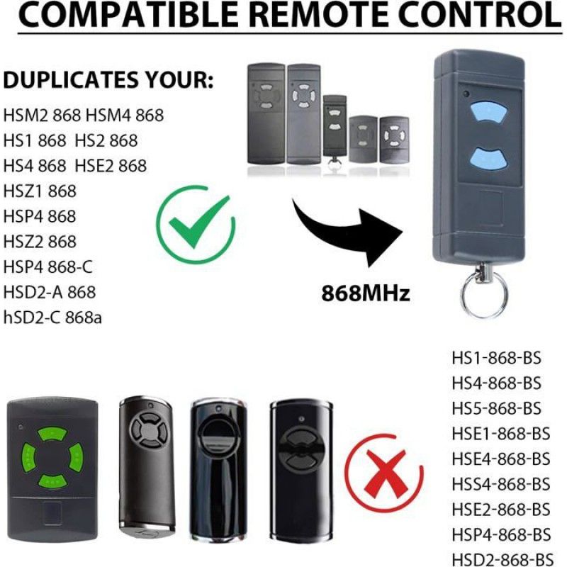 1 Fernbedienung 868 Mhz, Kompatibel Mit Hörmann Hse2 Hsm4, Blaue Taste, Für Garagentore
