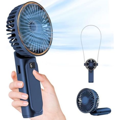 Tragbarer Ventilator – Faltbar – 6 Geschwindigkeitsstufen – Starker Luftstrom – 5 M Reichweite – 80° Breiter Abstrahlwinkel
