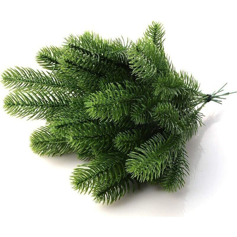 Künstliche Tannenzweige, 30er-pack – 24 Cm, Realistische Dunkelgrüne Pvc-nadeln Für Weihnachtskränze Und Heimdekoration