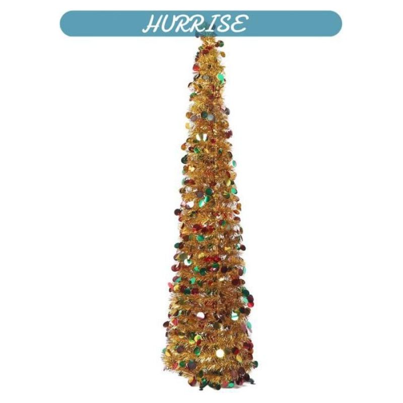 Sonew Faltbarer Weihnachtsbaum, 1,5 M Hoher Künstlicher Pet-weihnachtsbaum, Pop-up-weihnachtsbaum Mit Pflanzendekoration, Goldfarben