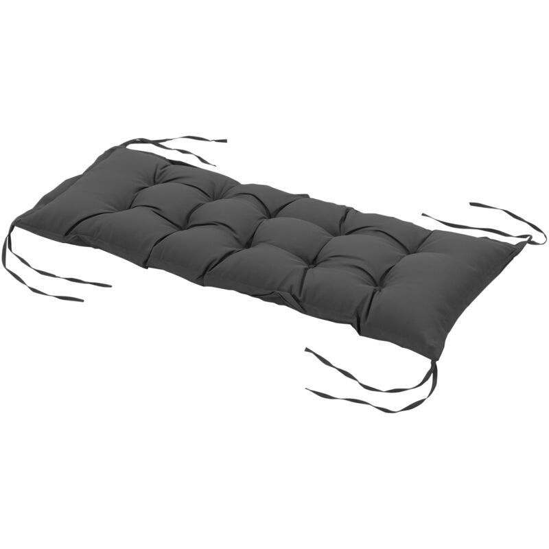 – Sitzkissen Für Den Außenbereich, 100 X 40 Cm – Dicke Polsterung, 10 Cm – Polyestergewebe (200 G/m²) – 8 Befestigungsschnüre – Grau