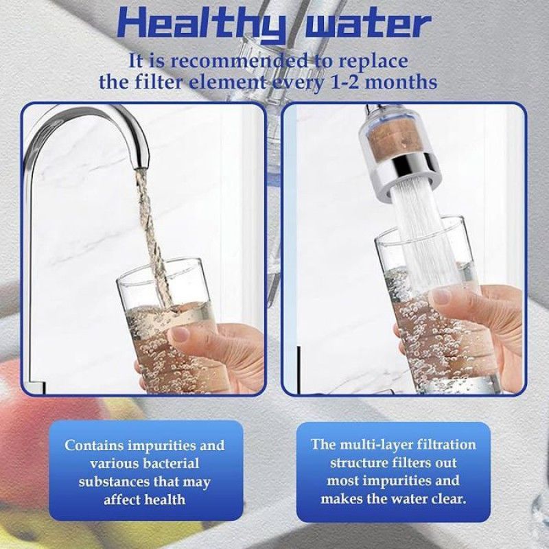 2-teiliges Wasserhahnfilter-set, 7 Filterelemente, Transparentes Gehäuse, 360°-drehung, Küche/badezimmer