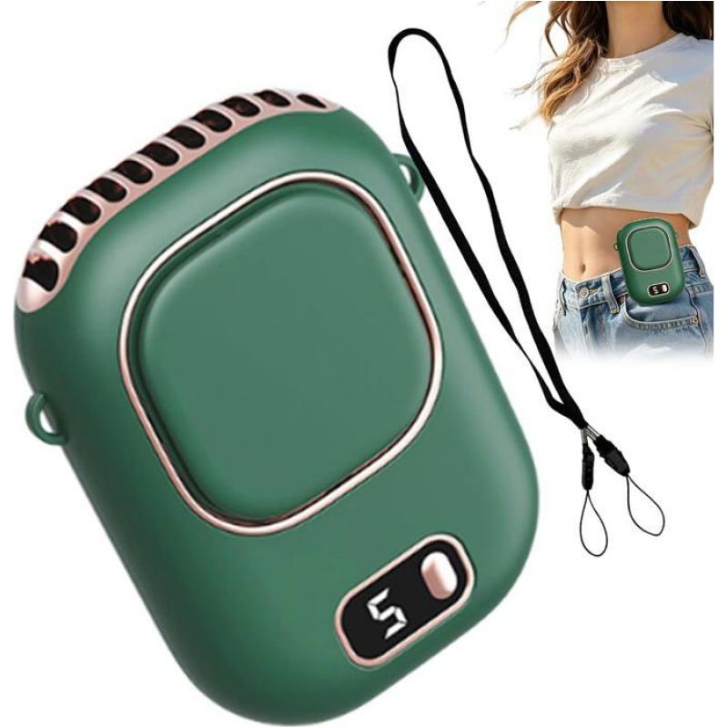 1 Ventilator Mit Gürtelclip, Digitalanzeige, 5 Geschwindigkeitsstufen, Tragbarer Persönlicher Ventilator, Zum Wandern, Campen Und Angeln