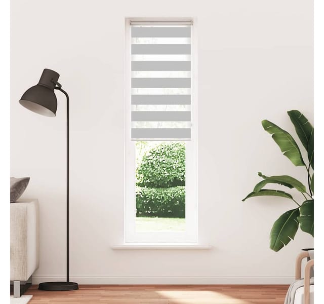 vidaXL Doppelrollo Hellgrau 60x200 cm Stoffbreite 55,9 cm Polyester 4014461