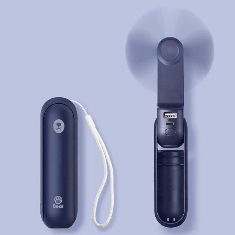1 Faltbarer Ventilator, Usb-aufladbar, 2000 Mah Akku, Taschenlampe, Leise (40 Db), Für Den Außenbereich