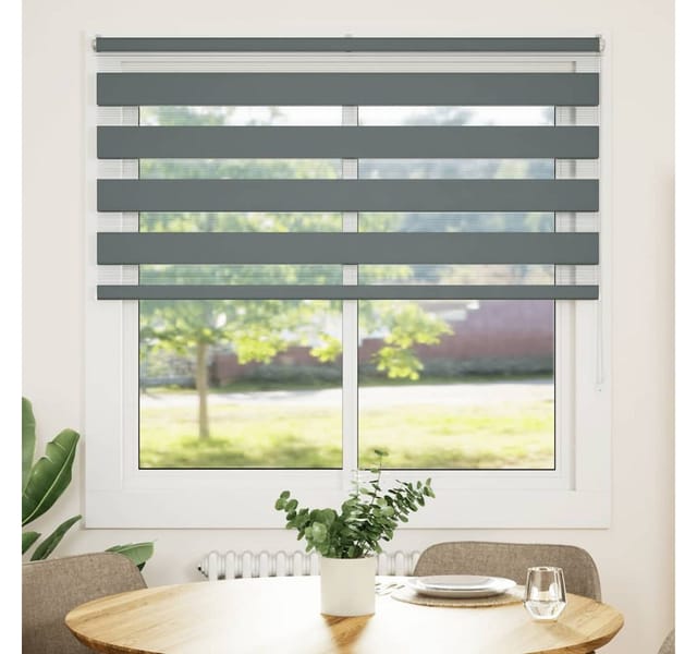 vidaXL Doppelrollo Dunkelgrau 140x150 cm Stoffbreite 135,9 cm Polyester 4014139