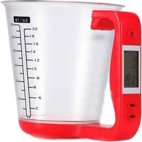 600 Ml Digitaler Messbecher - Elektronische Waage - Thermometer Mit Lcd-bildschirm - Für Die Küche (rot)