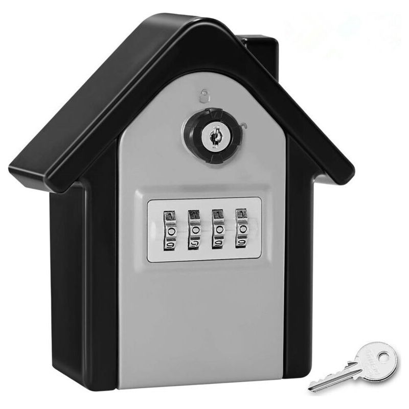 – Sicherer, Wandmontierter Schlüsseltresor – 4-stelliger Digitalcode – Wetterbeständige Aluminiumlegierung – Einfache Außenmontage